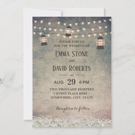  Lantaarn en Rustic Wedding Kaart (Voorkant)