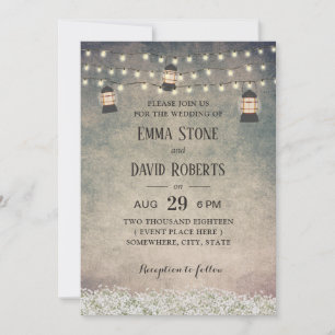  Lantaarn en Rustic Wedding Kaart
