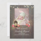  Lantaarn En Rustiek Hout Baby Foto Geboorte Aankondiging (Voorkant)