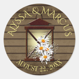 Lantaarn en rustieke schuur hout ronde sticker