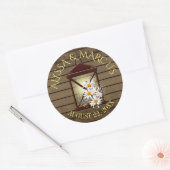 Lantaarn en rustieke schuur hout ronde sticker (Envelop)