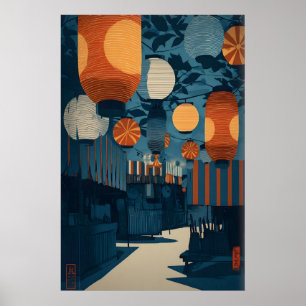 Lantaarn Festival Kunstprint - Aziatische Marktstr Poster