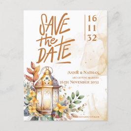 Lantaarn Geel Bloemen Fall Wedding Save the Date Aankondigingskaart