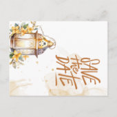 Lantaarn Geel Bloemen Fall Wedding Save the Date Aankondigingskaart (Achterkant)