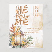 Lantaarn Geel Bloemen Fall Wedding Save the Date Aankondigingskaart (Voorkant)