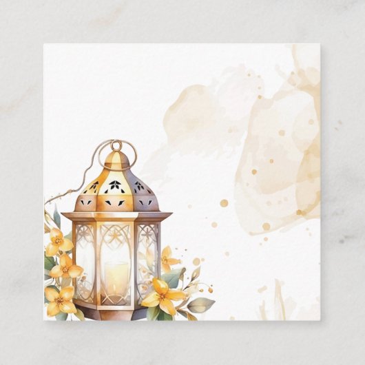 Lantaarn Geel Bloemen Herfst Trouwdetails Informatiekaartje (Achterkant)