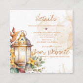 Lantaarn Geel Bloemen Herfst Trouwdetails Informatiekaartje (Voorkant)