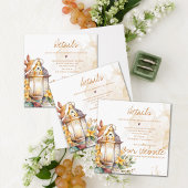 Lantaarn Geel Bloemen Herfst Trouwdetails Informatiekaartje