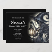 Lantaarn heks Halloween feest Kaart (Voorkant / Achterkant)