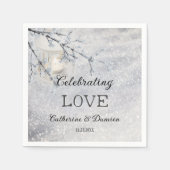 Lantaarn in Sparkling Sneeuw Winter Bruiloft Servet (Voorkant)