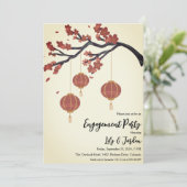 Lantaarn in Tree achtertuin verlovingsfeest Kaart (Staand voorkant)