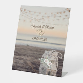 Lantaarn,Kerstverlichting,Bloemen,Strand  Reclamebord Met Voetstuk
