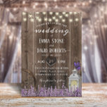 Lantaarn Lavender Floral Barn Wood Wedding Kaart<br><div class="desc">Lantaarn Lavender Floral Barn Wood Wedding Party uitnodigingen.</div>