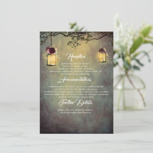Lantaarn Lights Rustieke Bruiloft Informatie Gast Informatiekaartje (Staand voorkant)