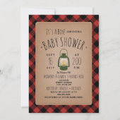 Lantaarn Lumberjack Plaid Baby shower Invitation Kaart (Voorkant)