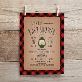 Lantaarn Lumberjack Plaid Baby shower Invitation Kaart
