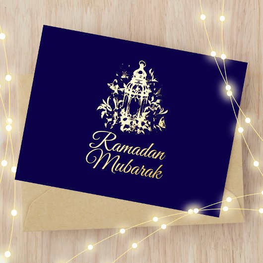 Lantaarn Luxury Gold Foil Ramadan Mubarak Kaart