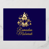 Lantaarn Luxury Gold Foil Ramadan Mubarak Kaart (Voorkant)