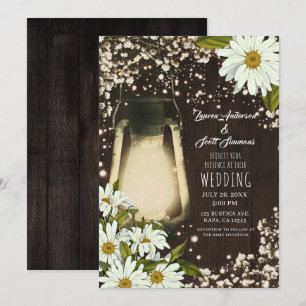 Lantaarn Madeliefjes Baby's Breath Trouwdag Kaart