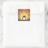  Lantaarn met Fireflies Wedding Monogram Vierkante Sticker (Tas)