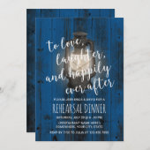 Lantaarn Navy Blue Wedding Rehearsal Dinner Kaart (Voorkant / Achterkant)