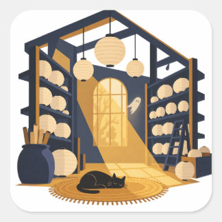 Lantaarn Opslagplaats Spook Halloween Vierkante St Sticker