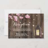  Lantaarn Pink Floral Barn Wedding Reception Kaart (Voorkant)