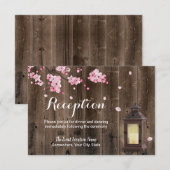  Lantaarn Pink Floral Barn Wedding Reception Kaart (Voorkant / Achterkant)