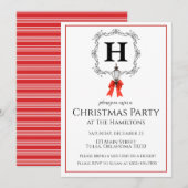 Lantaarn Rode Streep Kerstmis Party Uitnodiging (Voorkant / Achterkant)
