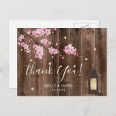  Lantaarn Roze Bloemen Huwelijk Dank u Briefkaart (Voorkant / Achterkant)