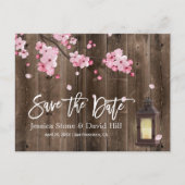 Lantaarn Roze Floral Wedding Save the Date Aankondigingskaart (Voorkant)