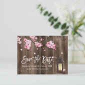 Lantaarn Roze Floral Wedding Save the Date Aankondigingskaart (Staand voorkant)