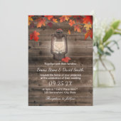 Lantaarn Rustic Barn Wood - herfst Weddenschap Kaart (Staand voorkant)