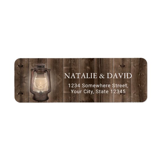  Lantaarn Rustic Barn Wood Wedding Etiket (Voorkant)