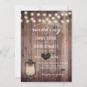  Lantaarn Rustic Barn Wood Wedding Kaart (Voorkant)
