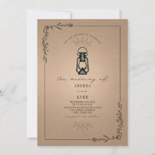  Lantaarn Rustic Botanical Cardstock Wedding Kaart