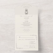  Lantaarn Rustic Floral Amethyst Wedding All In One Uitnodiging (Binnen)