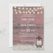  Lantaarn Rustic Pink Barn Wood Wedding Kaart (Voorkant)