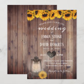  Lantaarn Rustic Sunflower Barn Wood Weddenschap Kaart (Voorkant / Achterkant)