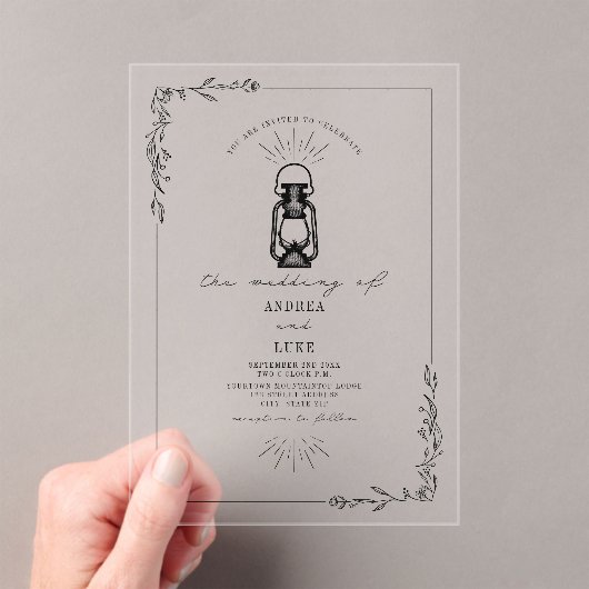  Lantaarn Rustieke Bloemen Huwelijk Acryl Uitnodigingen (Insitu (Draagbaar))