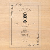  Lantaarn Rustieke Bloemen Huwelijk Acryl Uitnodigingen (Voorkant)