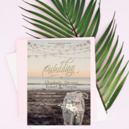 Lantaarn,Slingerlichtjes,Bloemen,Strandtrouw Kaart