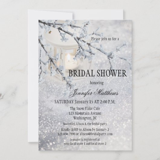 Lantaarn Sneeuw Winter Bruidsmeisje Uitnodiging (Voorkant)