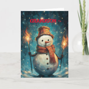 LANTAARN SNEEUWMAN KLEINZOON KERSTKAART BEDANKKAART