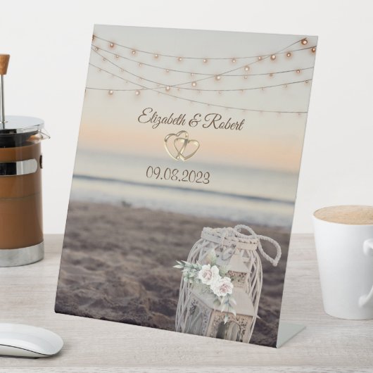 Lantaarn, Strijklichten, Bloemen, Strand Reclamebord Met Voetstuk (Insitu)