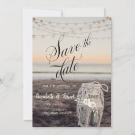 Lantaarn, Strijklichten, Bloemen, Strand sparen de Save The Date
