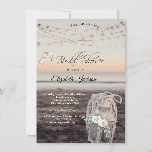 Lantaarn, Strijklichten, Bloemen, Strandwijn Kaart (Voorkant)