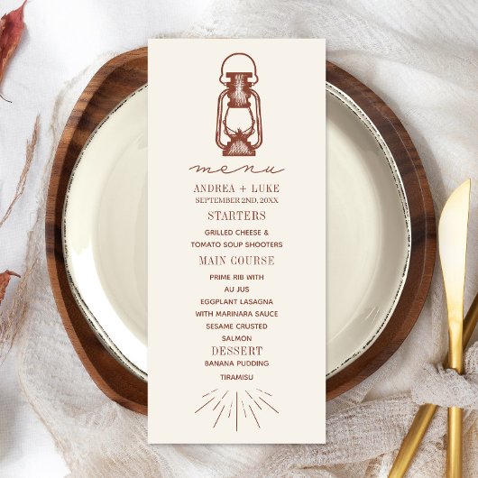  Lantaarn Terracotta Rustic Wedding Menu