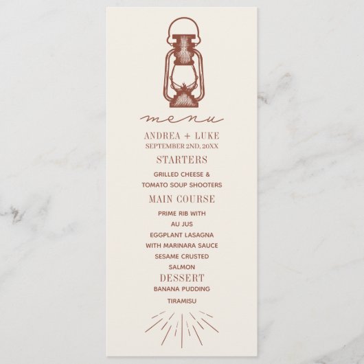  Lantaarn Terracotta Rustic Wedding Menu (Voorkant)