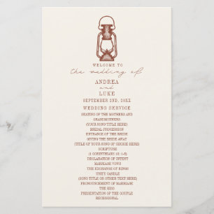  Lantaarn Terracotta Rustic Wedding Programme